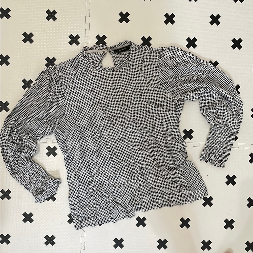 Zara Gray Ruched Cut Out Blouse with Peter Pan Collar